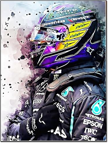 Miniatura 1 de AAHARYA Lewis Hamilton F1 - Póster de auto para decoración de pared (7) pósteres e impresiones de pintura en lienzo, cuadros artísticos de pared
