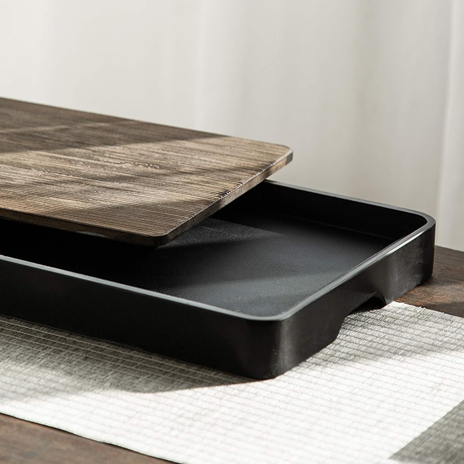 Tea Tray Stone Water Storage Tea Tray Japanese Style Simple Tea Tray Chinese Kung Fu Tea Set Rectangular Drainage Water Storage Office Home Tea Tray Kungfu Tea,XS ()