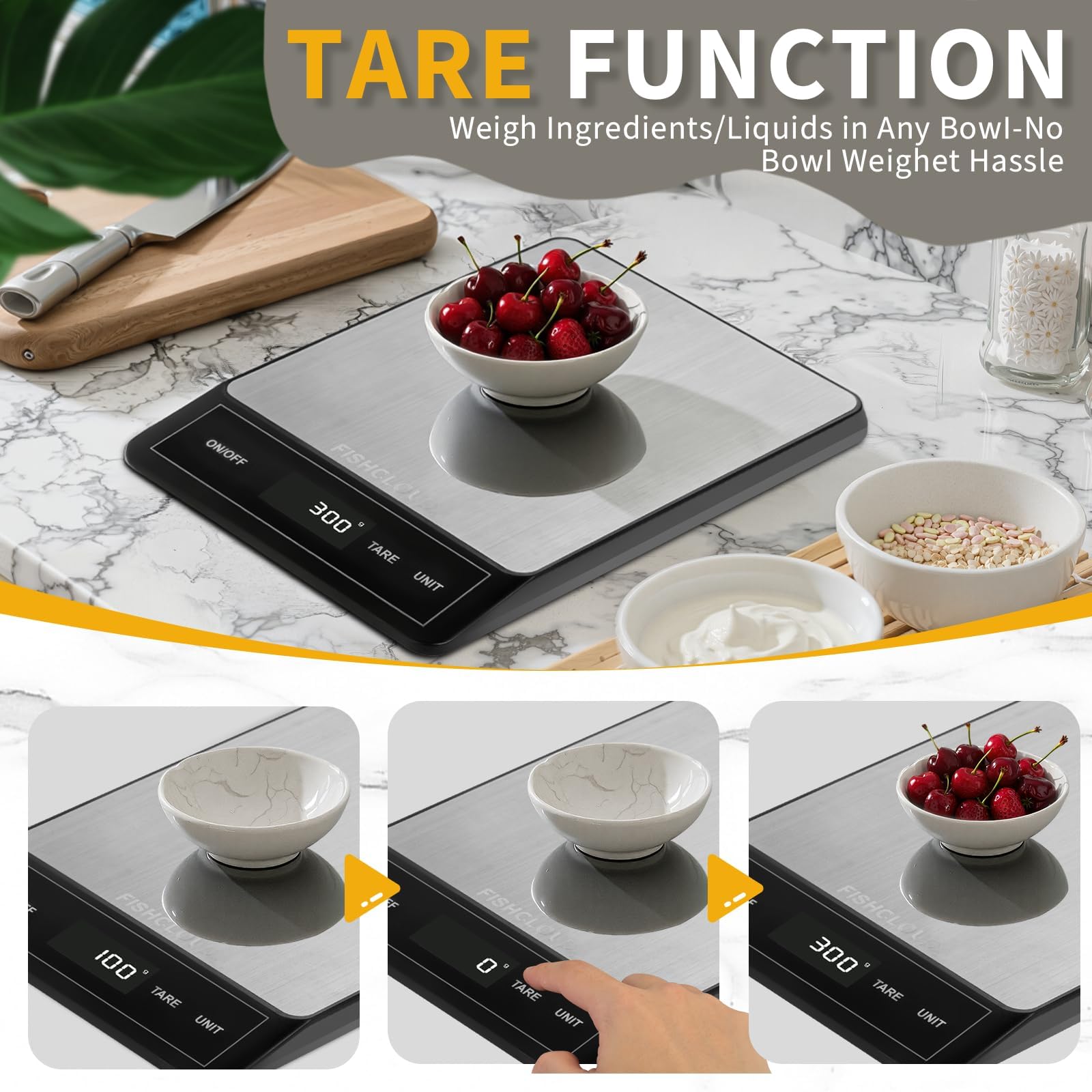 Lebensmittelwaage, wiederaufladbare digitale Küchenwaage, 15 kg, 1 g Präzision, Typ-C, Edelstahl, Gramm/Unzen, LCD-Display, wasserdicht, zum Kochen, Backen, Mahlzeitenvorbereitung, Aschsilber
