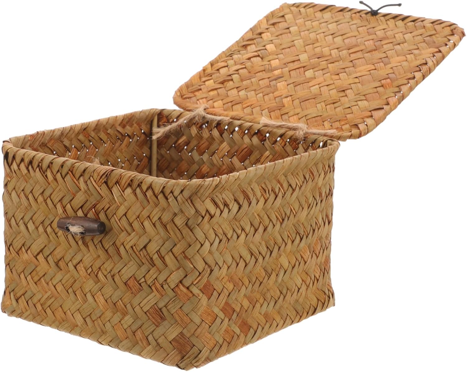 Woven Storage Basket with Lid Small Decorative Sewing Organizer for Accessories and Household Use Elegant Natural Weave Design for Multi Purpose Storage