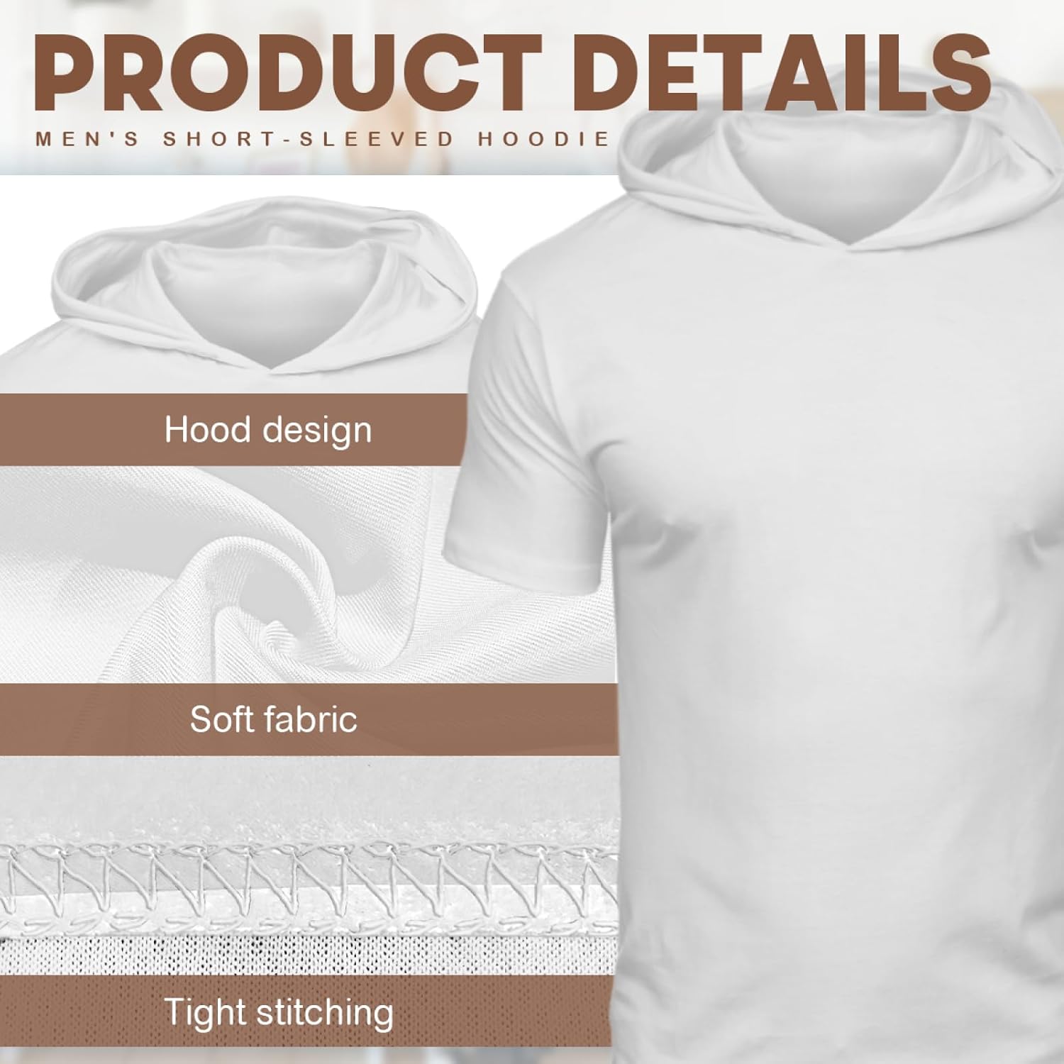 Custom Mens Short Sleeve Hoodie Personalized Hooded Short Sleeve T shirt Design Your Own Image Logo Text Hoodie - Image 6