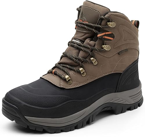 NORTIV 8 170410 - Botas de nieve y senderismo de construcción con aislamiento y resistente al agua para el invierno para hombre