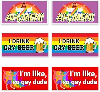 LGBTQ Pride Stickers Pack Funny Gay Quotes I Drink Beer Ah Men So Dude Vinyl Waterproof Decals for Laptops Water Bottles Journals Skateboards 6Pcs Laptop Hard Phone