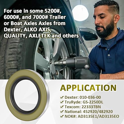 Miniatura 6 de Sanyasi Paquete de 4 sellos de grasa para rueda de cubo de remolque para Dexter Texcom sustituye 01003600 010-036-00 10-36 22333TB, ID 2.250