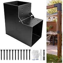 2-Way L-Shaped Pergola Brackets Kit,DIY Woodwork Corner Brackets for 8" x 8" Actual7.5" x 7.5" Lumber for Patio Pergolas,Gazebos,Log Cabin W/Hardware - 1Pack