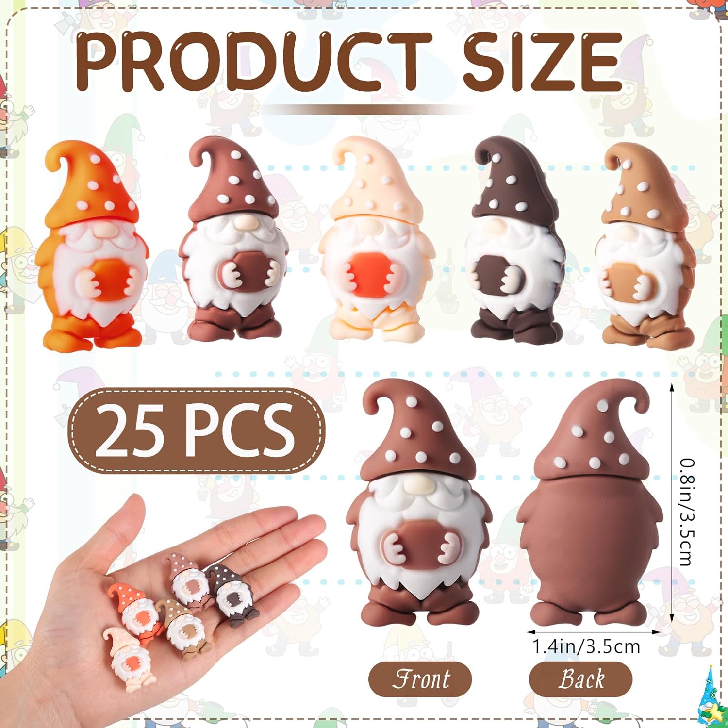 DoubleFill 25 Pcs Mini Coffee Gnomes Figurines Tiny Resin Statues to Hide and Seek Cute Small Gnomes Figure for Coffee Bar Accessories Decor Swedish Tomte Figurine Ornament Gift for Home Table Shelf