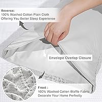 Vista 277 de PHF Fundas de almohada 100% algodón con tejido de gofre de 24 x 24 pulgadas, paquete de 2 fundas cuadradas para decoración elegante del hogar, sin