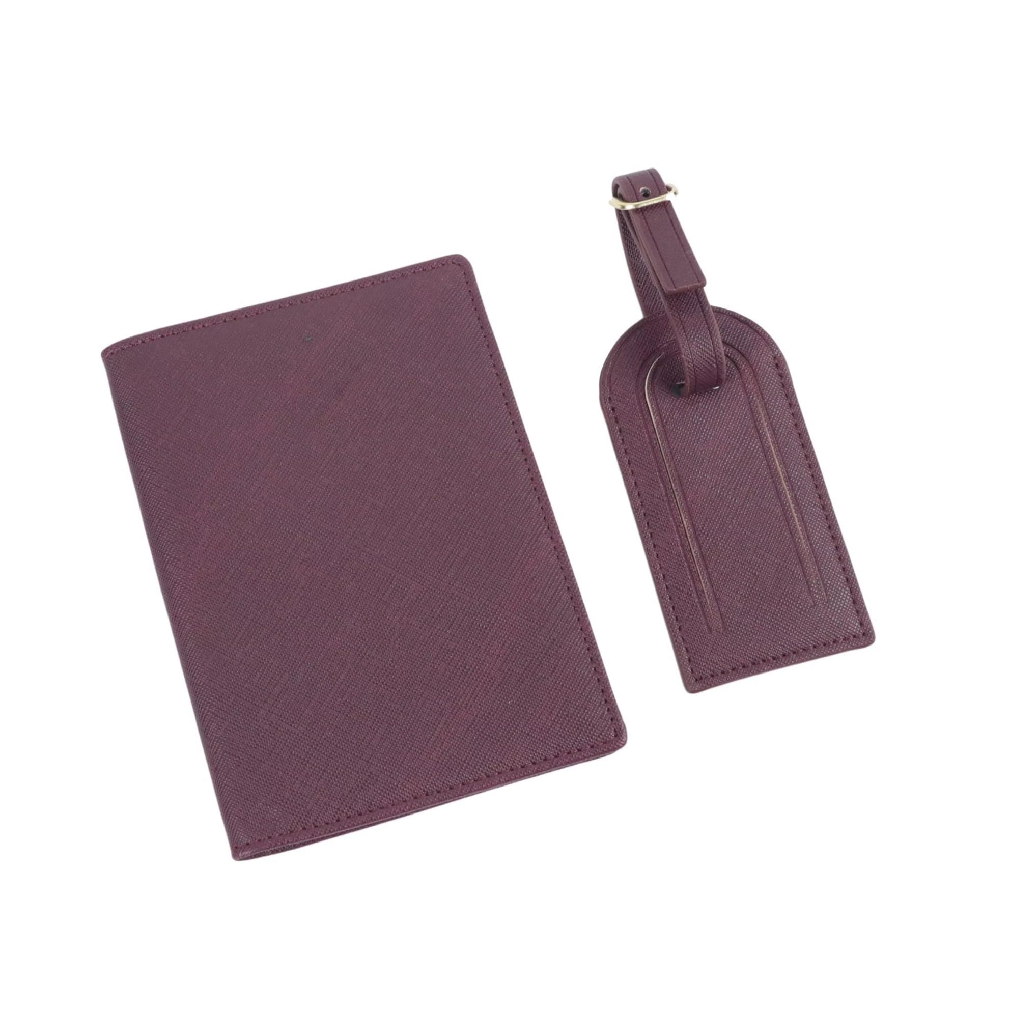 Funda de piel sintética para pasaporte, etiqueta de equipaje, caja de regalo, accesorios de viaje, Burgundy, Talla única
