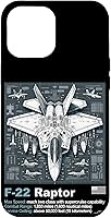 Vista 26 de F22 Raptor Fighter Jet Blueprint - Funda para iPhone 16, diseño técnico y especificaciones