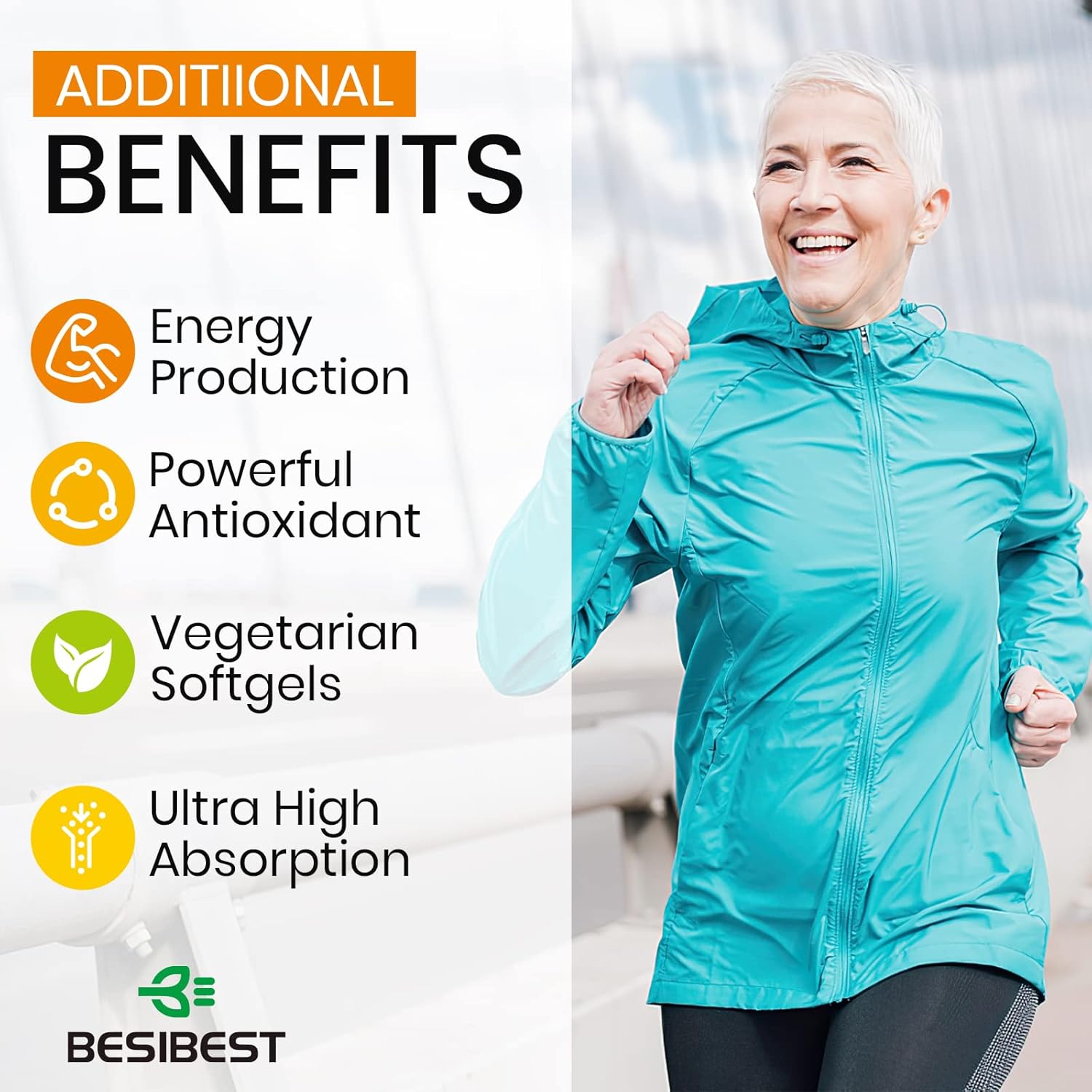 1000mg Liposomal CoQ10 Ubiquinol, 60 Vegan Softgels, High Absorption Ubiquinol CoQ10 Supplement, Active Antioxidant Form of Coenzyme Q10 for Heart Function & Energy Production - Image 8