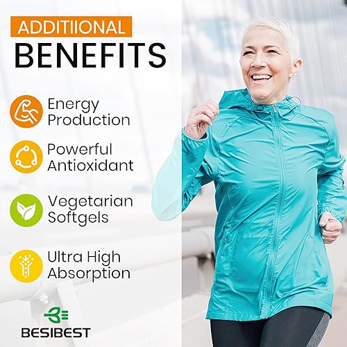 Miniatura 8 de Besibest 1000 mg liposomal CoQ10 Ubiquinol 600 cápsulas blandas veganas suplemento de ubiquinol CoQ10 de alta absorción forma antioxidante activa de