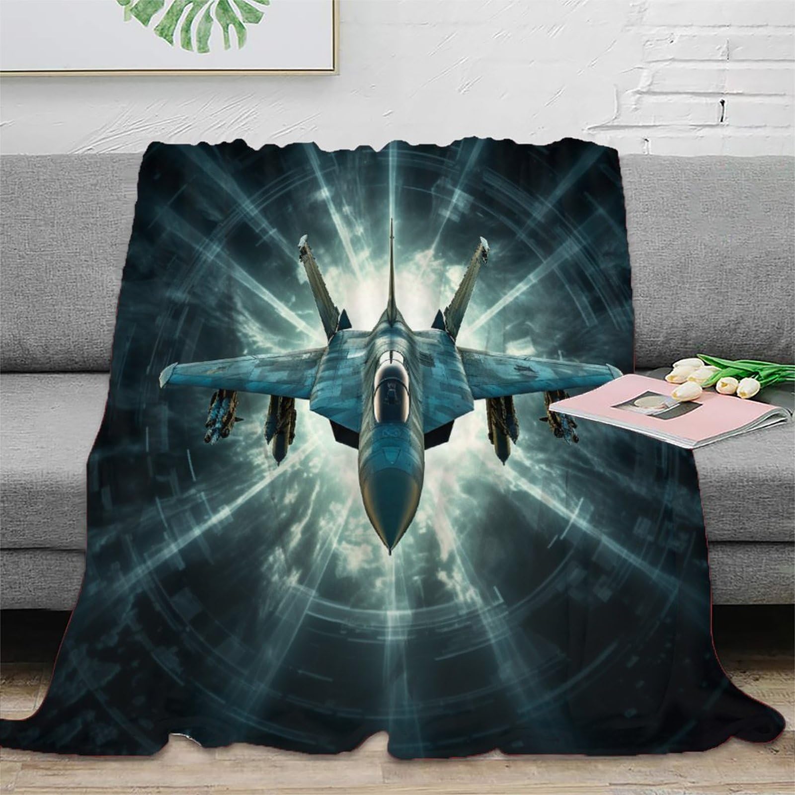 Strunt Girls Fighter Jet 3D Fighter Planes Printed Throw Cartoon Blanket For Gifts For Boys All Seasons Super Soft Cozy Plush Throws Blanket For Couch Sofa Bed Office 40X50inch(100X130cm)