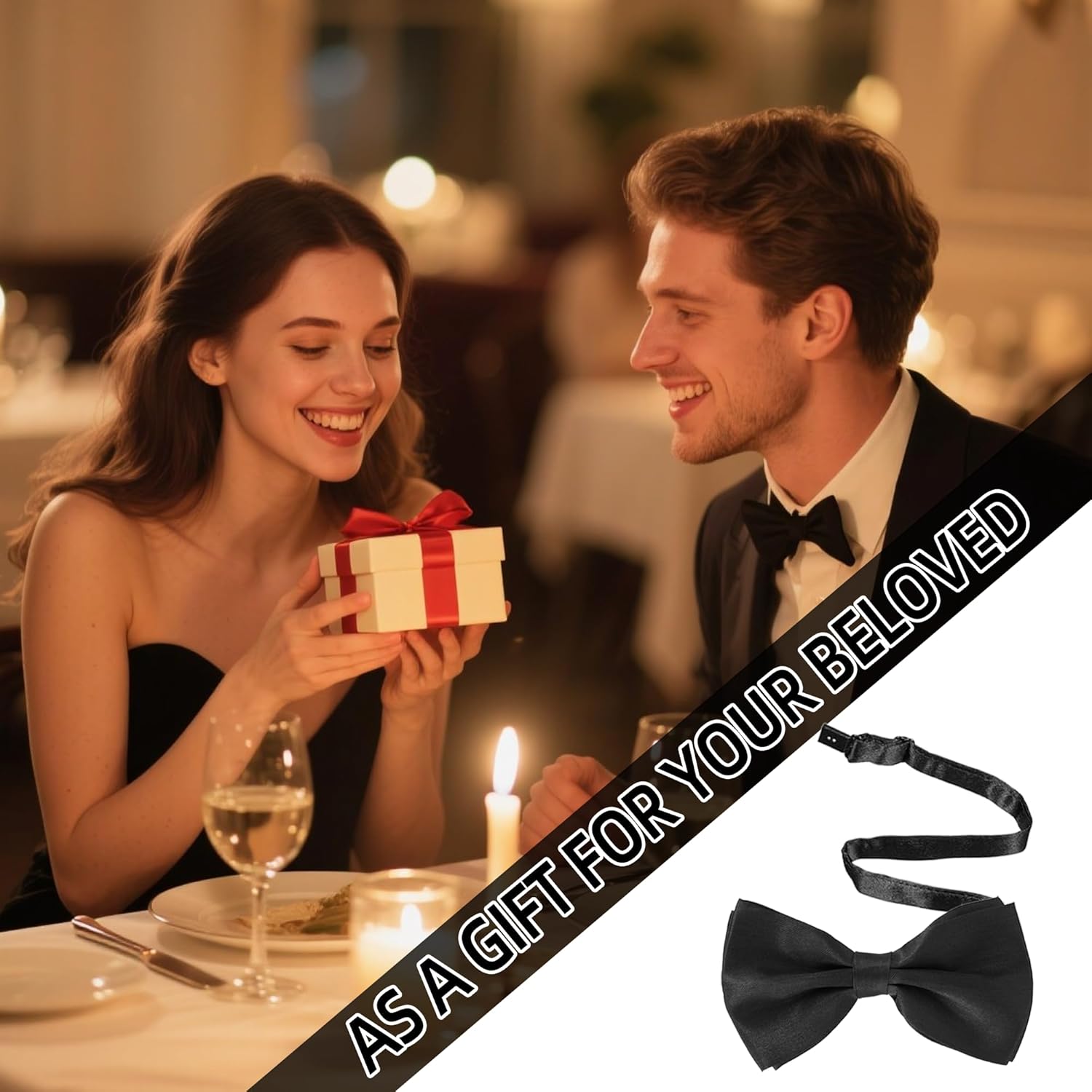 24 Pcs Men's Bow Satin Solid Ties Formal with Adjustable Neck Band Bow Ties,Black Bow Ties for Men for Wedding Celebration Party (Black) - Image 6