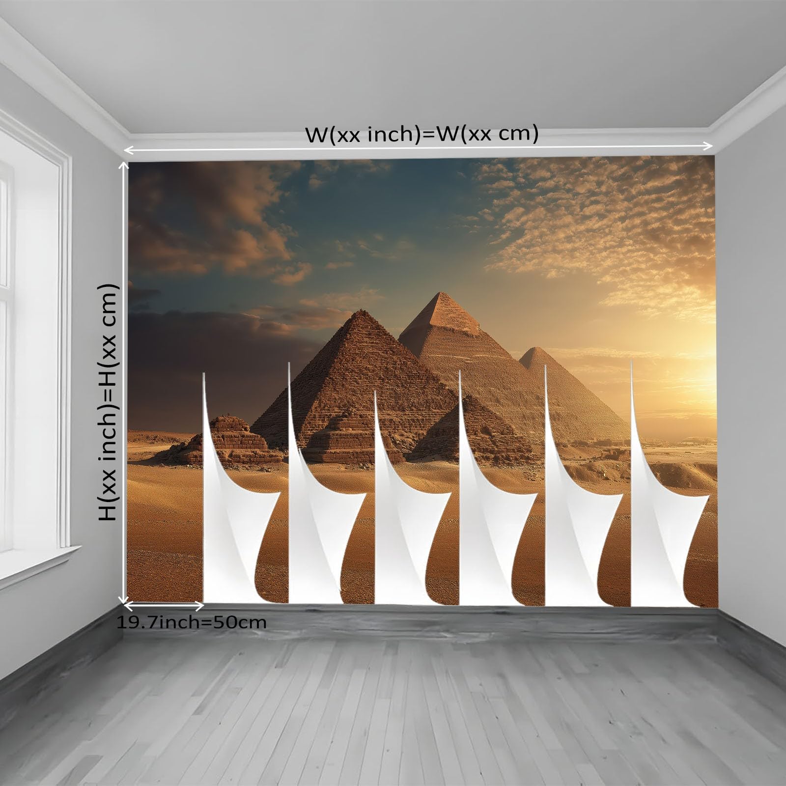Tapeta panoramiczna 400 x 280 cm, nowoczesna egipska architektura, radosna tapeta z motywem do placów zabaw i żłobka, Tanky Brown