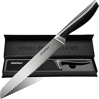 KONOLL Bread Knife 8-Inch serrated Bagle knife Germany High Carbon Stainless Steel Cake Slicing