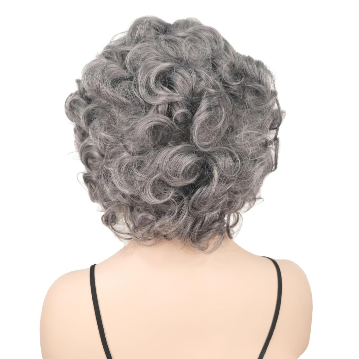 Wiginway Grey Adults Old Lady Wig, 13x3 Lace Front Curly Wigs, Granny Hair, Cosplay Party Wig 12 inch, Grey