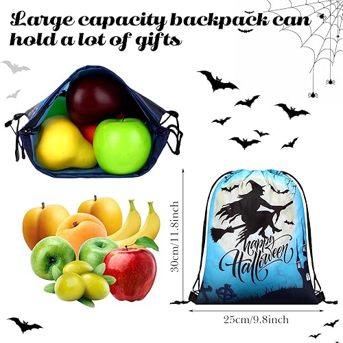 Miniatura 3 de 16 bolsas con cordón para fiesta de Halloween, calabaza, bruja, fantasma, carnaval, golosinas, bolsa de regalo para aula, Halloween, decoración de