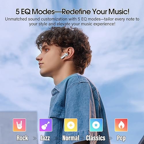 Miniatura 4 de Auriculares inalámbricos, auriculares Bluetooth 5.4, pantalla táctil multifunción con 5 modos de ecualización, auriculares estéreo de 48 horas con