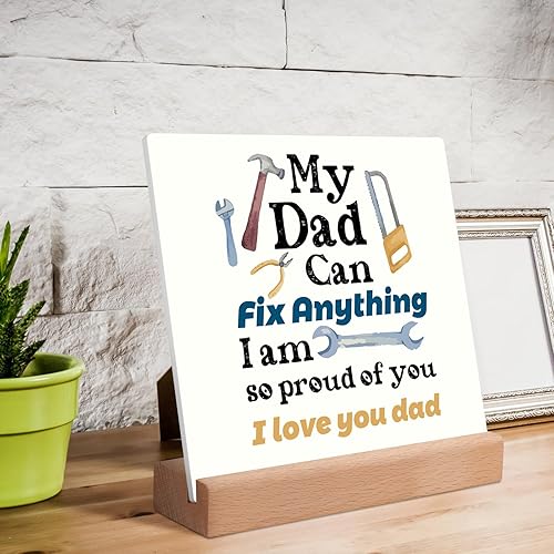 Miniatura 7 de Placa acrílica con texto en inglés "To My Dad", regalo para papá, letrero acrílico para decoración de mesa, 5.9 x 5.9 x 1.6 pulgadas, conmovedor