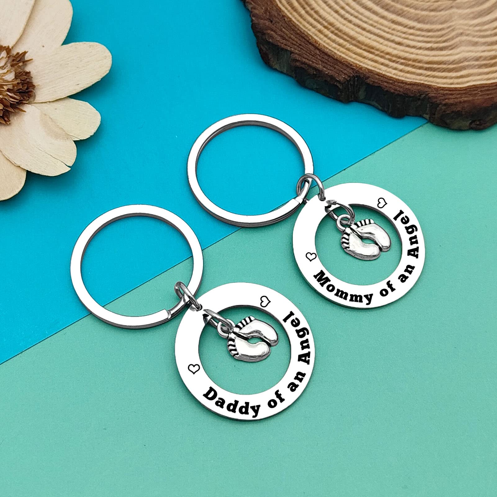 Baby Memorial Keychain Keyring Gift Loss Memorial Gifts Mommy Daddy of an Angel Keyring Set Miscarriage Keepsake Baby Memorial Jewelry Gift for Infant Loss Sympathy Gift Remembrance Grieving Gifts - Image 3