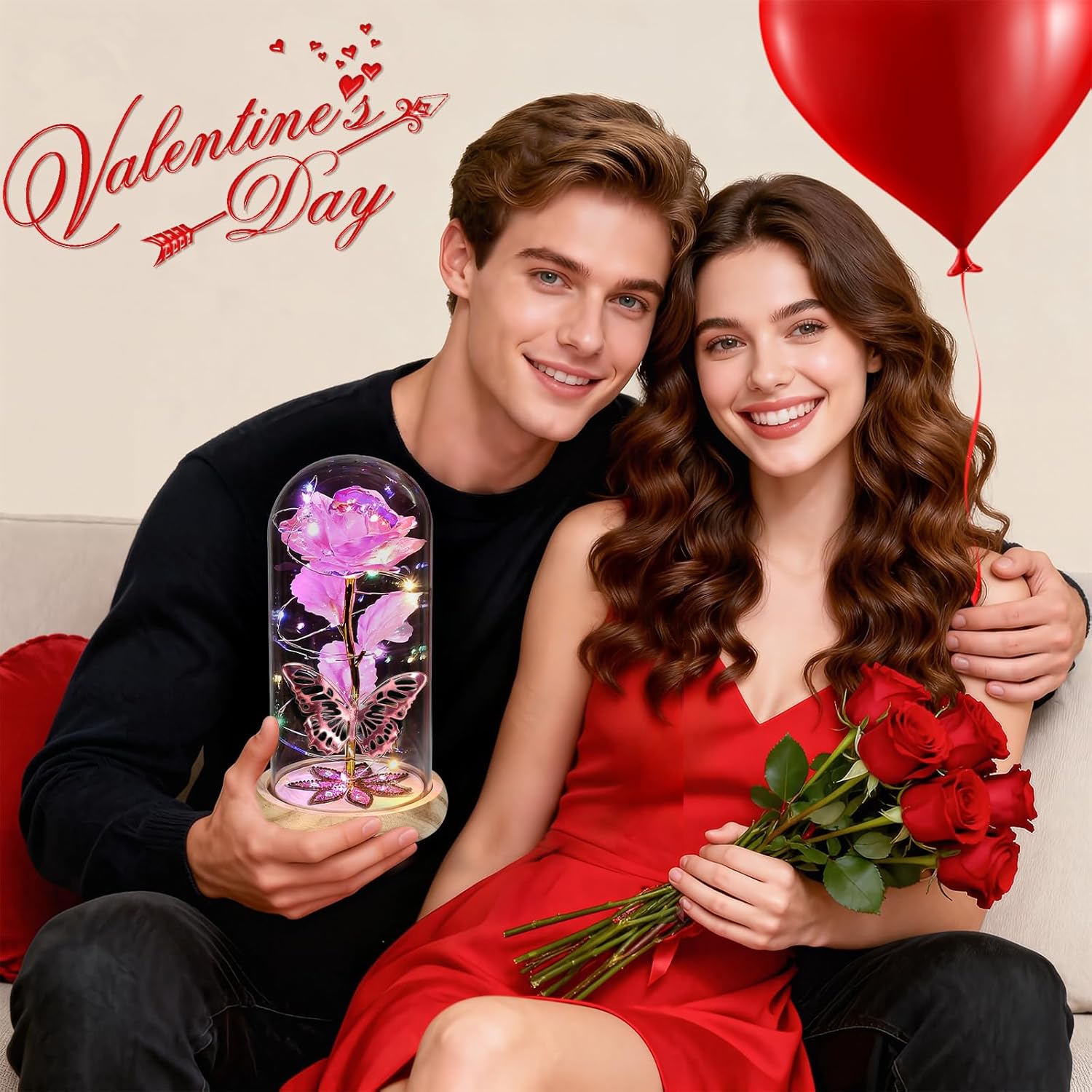 Beferr Valentines Day Rose Gifts for Her Women Mom, Galaxy Glass Rose Forever Preserved Flowers for Delivery Prime Rose in Glass Dome Valentine's Day Flowers Gifts for Wife Daughter Anniversary NPink - Image 2