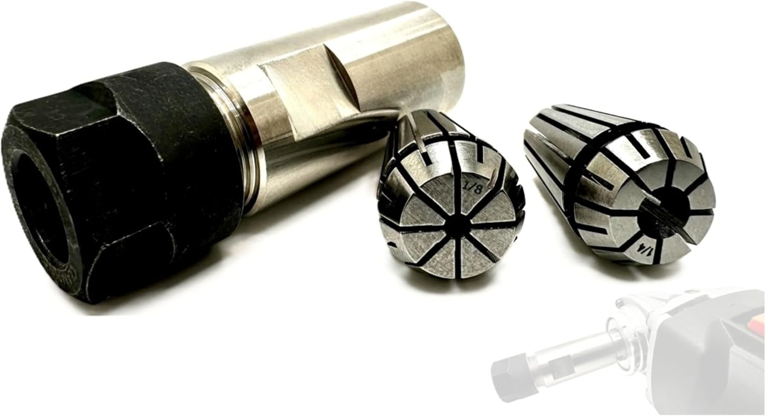 SuperGrindz 5/8”-11 Thread Angle Grinder Extension Shaft Set, Grinder Adapter with 1/4” & 1/8” Collets, Rotary Tool Conversion for Metalworking Woodworking, Fits 5/8-11 Threaded Angle Grinders