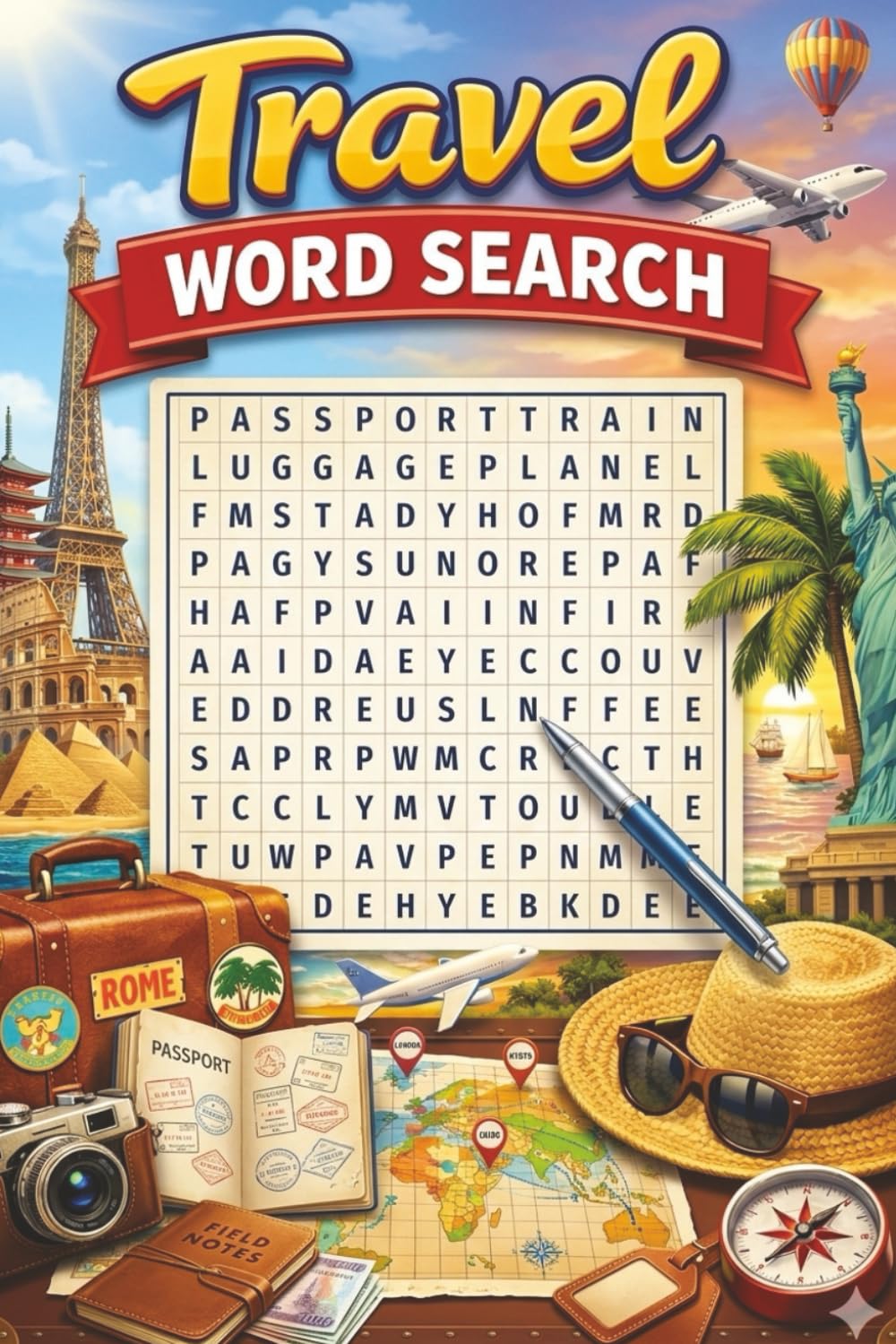 Travel Word Search: Word Search Puzzles for Travel | Travel Themed: Countries, Landmarks, and more | 6x9 Inches, 110 Pages | 50+ Puzzles | Solutions Included