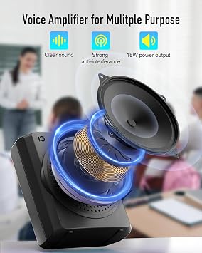 SHIDU 18W Portable Voice Amplifier for Teachers, Voice Amplifier with Wireless Lavalier Microphone, Bluetooth Microphone and Speaker for Classroom, Training, Speech