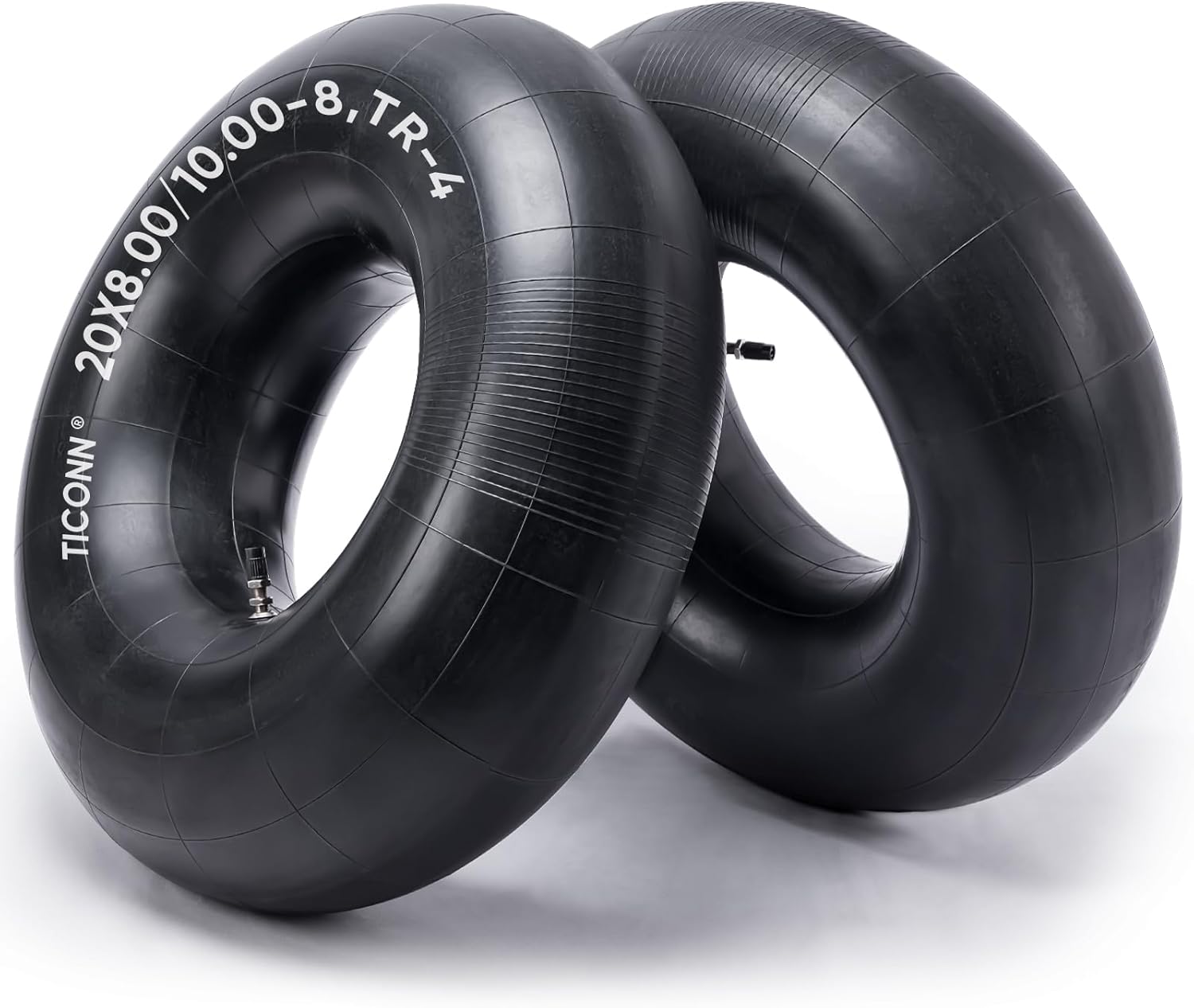 TICONN 20x8.00-8, 20x10.00-8 Inner Tube, 2 Pack Inner Tire Tube for Wheelbarrow Tires, Replacement Tube with TR-4 Straight Valve Stem for Wheelbarrows, Lawn Mowers, Garden Tractor, ATVs, Tractor