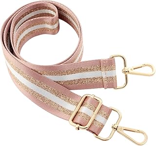 Youteer Adjustable Shoulder Crossbody Bag Strap Gold Buckle Replacement Handbag Strap Wide Purse Strap with Leather Pink Stripe
