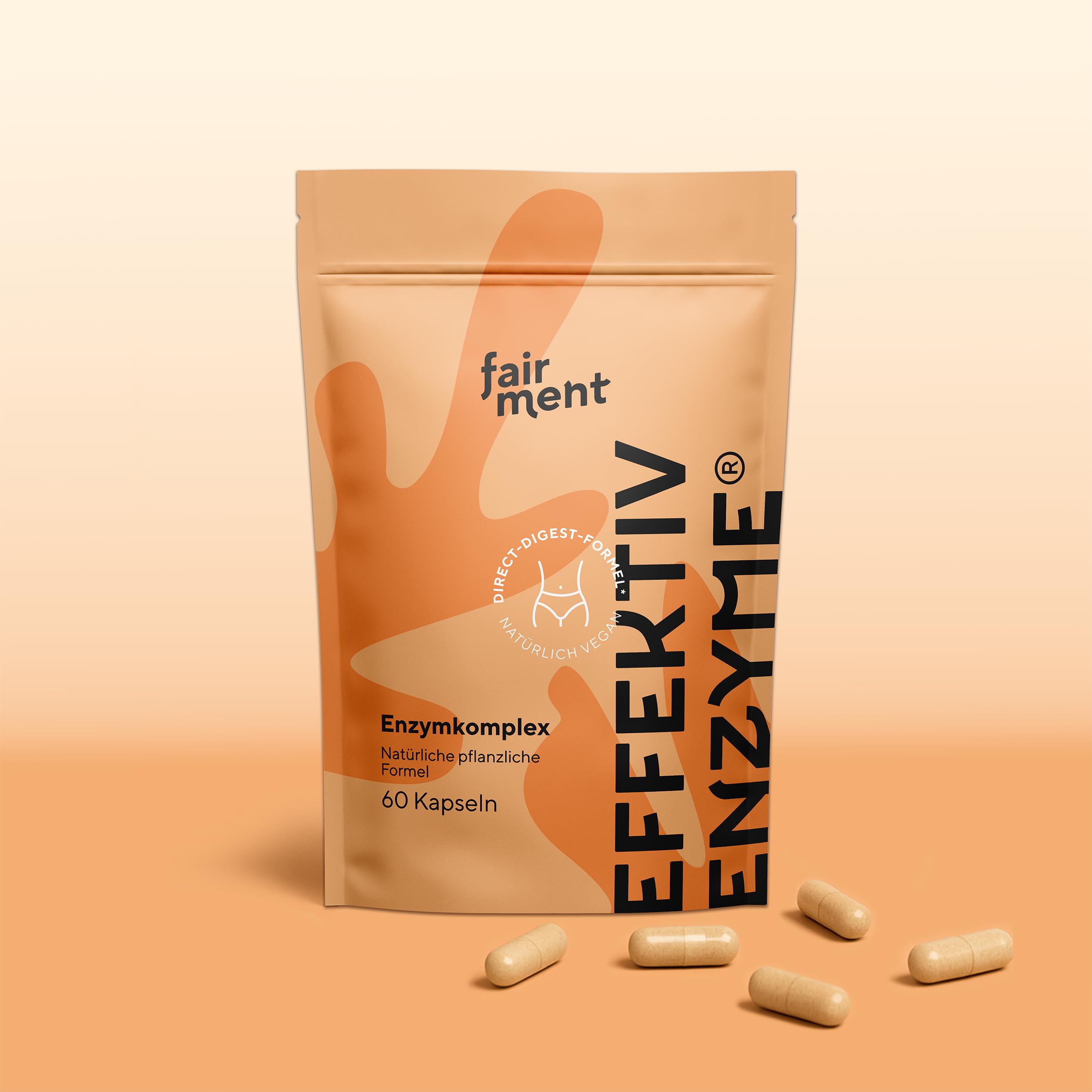 fairment EffektivEnzyme - Premium Enzyme-Komplex mit Bromelain, Sango Meereskoralle, Laktase, Papain | Enzyme vegan | 1x 60 Kapseln