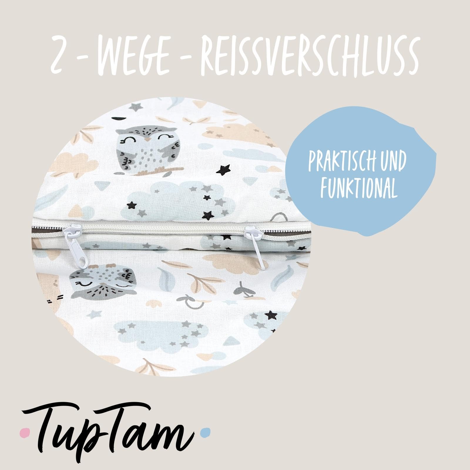 TupTam Deckenschlafsack mit Kissen und Beutel – Kinder Schlafsack 135×70 cm für Kindergarten, Reisen und Zuhause
