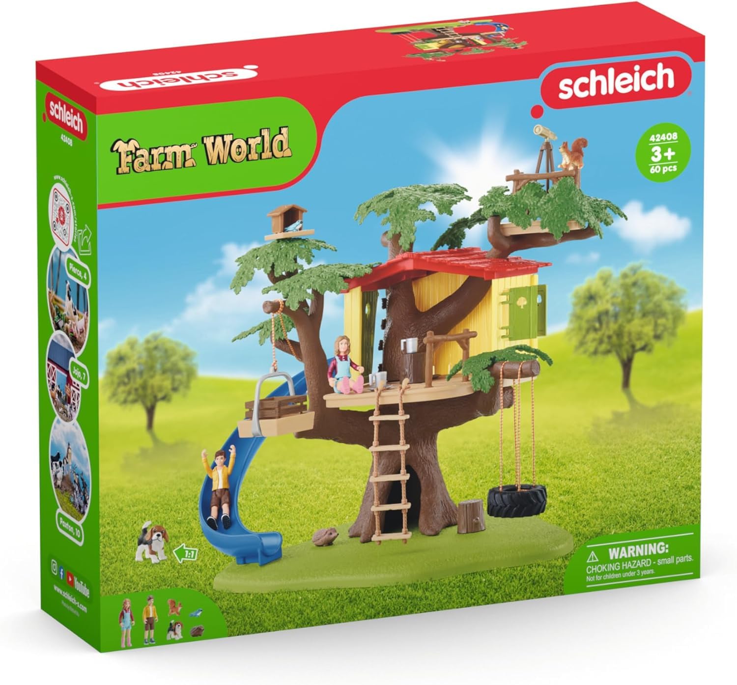 Schleich Farm World | Abenteuer Baumhaus 42408 | 28 Teile | Spielset ab 3 Jahren | Set mit Figuren, vielen Funktionen und zahlreichem Zubehör | schleich Bauernhof Spielfigur