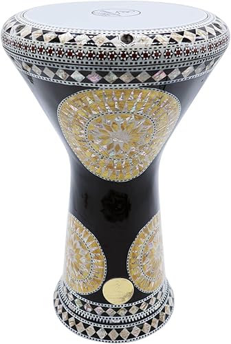 Miniatura 58 de El impresionante Darbuka Doumbek Gawharet El Fan metálico de 17.75 pulgadas (negro metálico)
