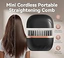 Sanzara Portable Mini Wireless Hair Straightening Comb – Cordless Ceramic Fast-Heat Styling Brush for Women, Rechargeable & Travel-Friendly - Black gallery image