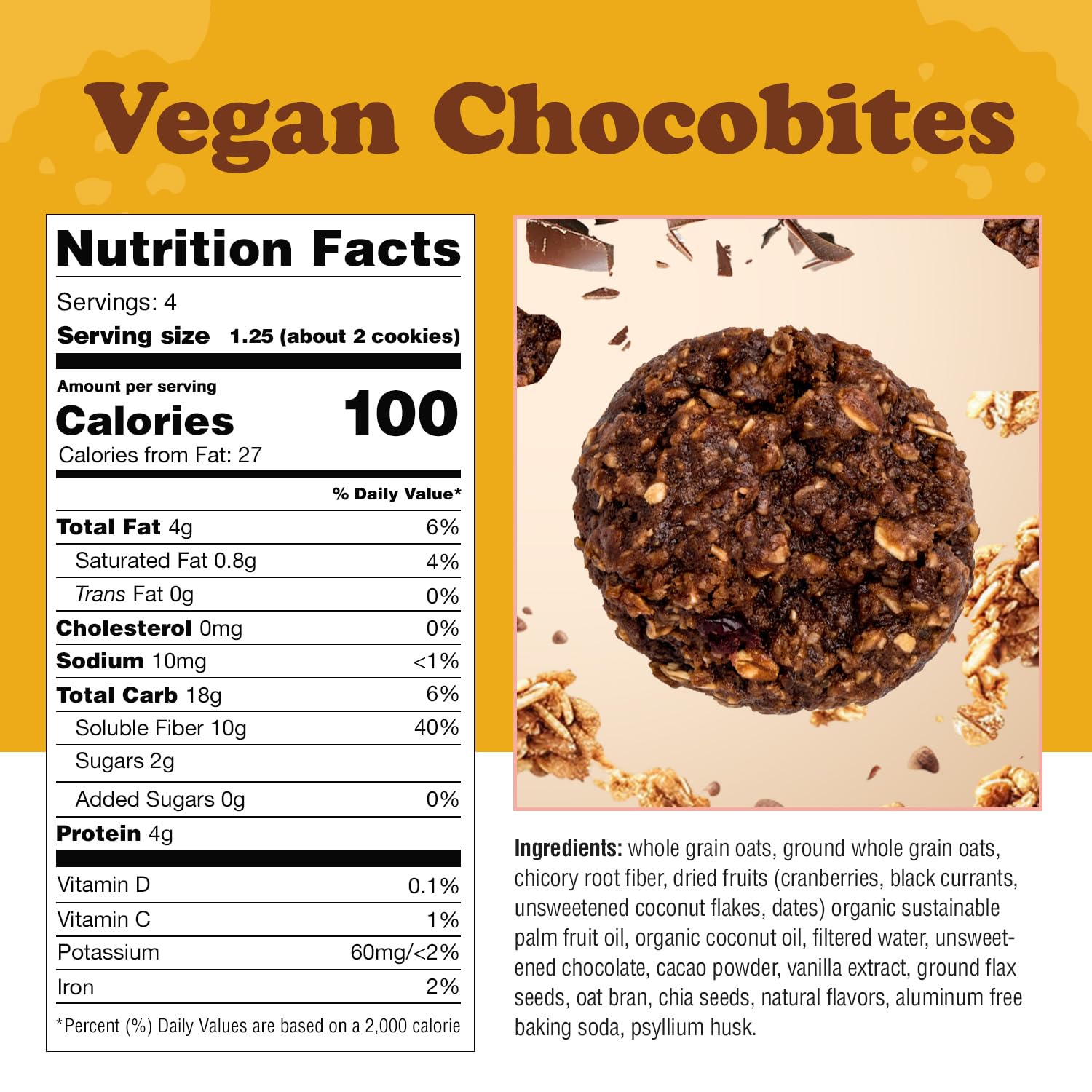 Alyssa’s Vegan Chocobites ⎸ Gluten Free Cookies, Healthy Snacks from The Bakery ⎸ Dairy Free, Sugar Free, Low Carb, Keto Protein Snacks ⎸ Gluten Free Snacks for Kids ⎸ 8 Cookies per Box, 4 Pack