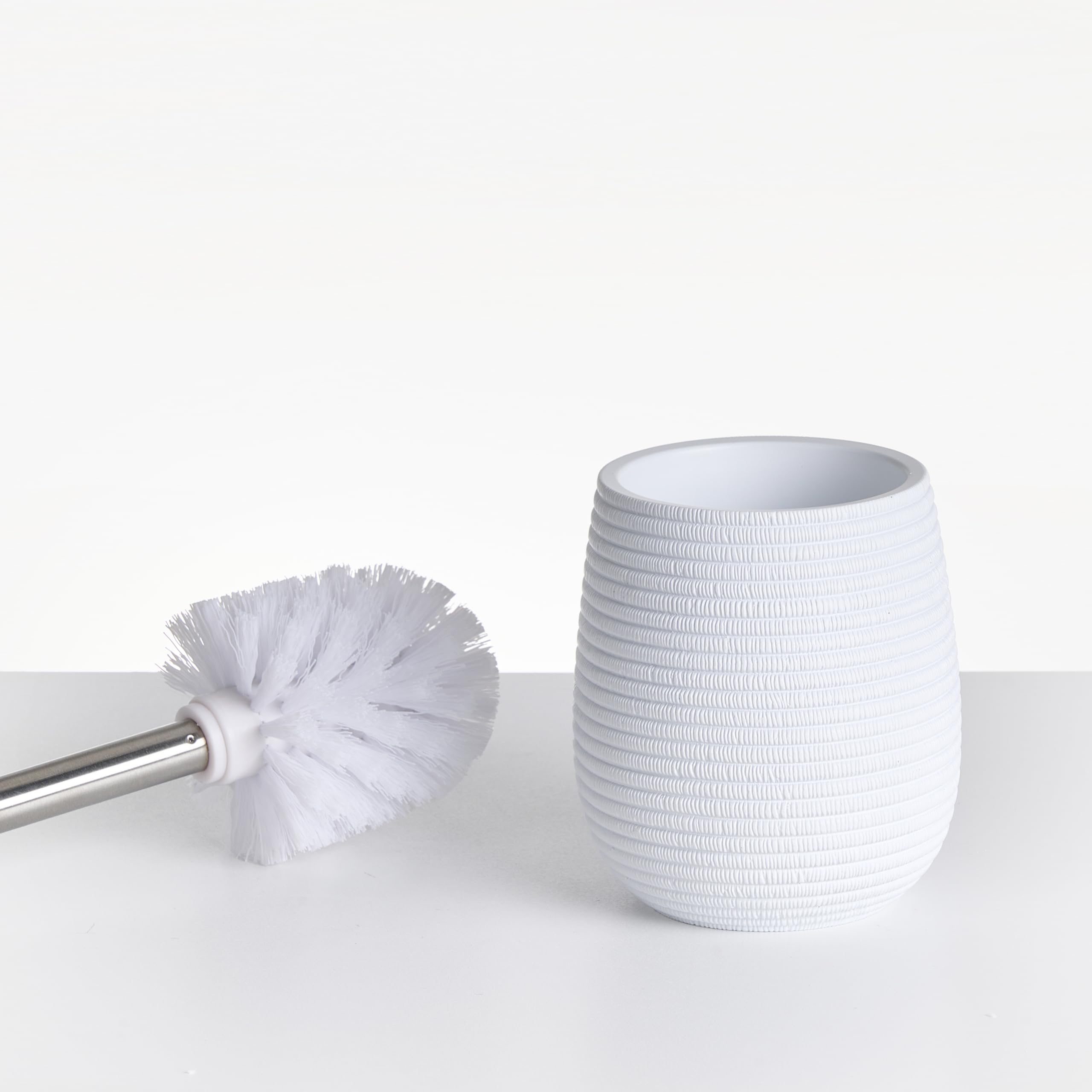 Conjunto de Accesorios de baño jabonera dispensador de jabón escobilla de Inodoro Vaso Soporte para cepillos de Dientes Blanco Quila