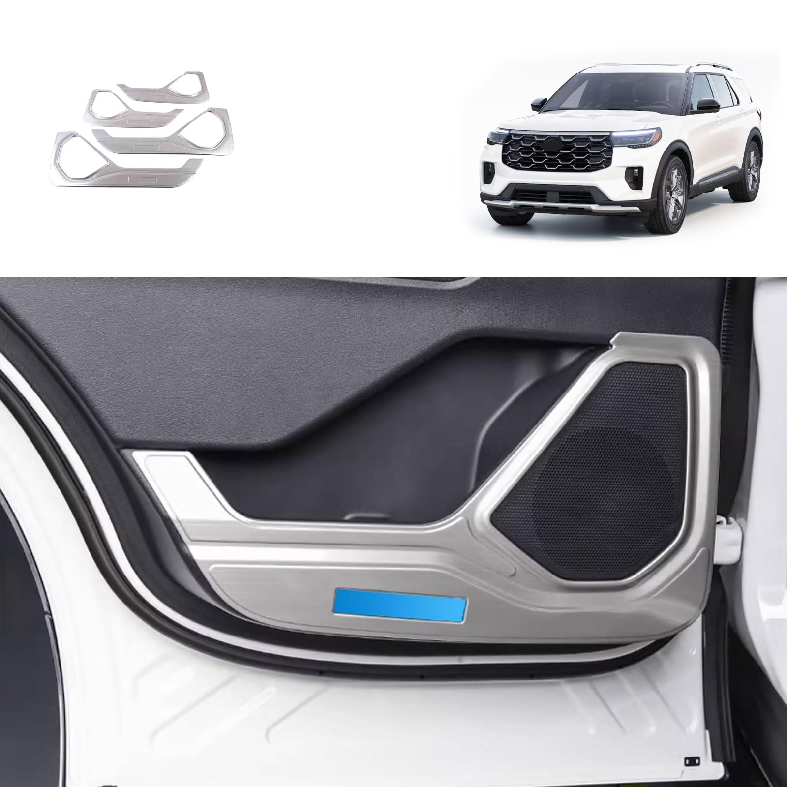 Car Accessories Compatible with Ford Explorer 2025 2024 2023 2022 2021 2020 Door Anti Kick Panel Cover Stainless — view 2