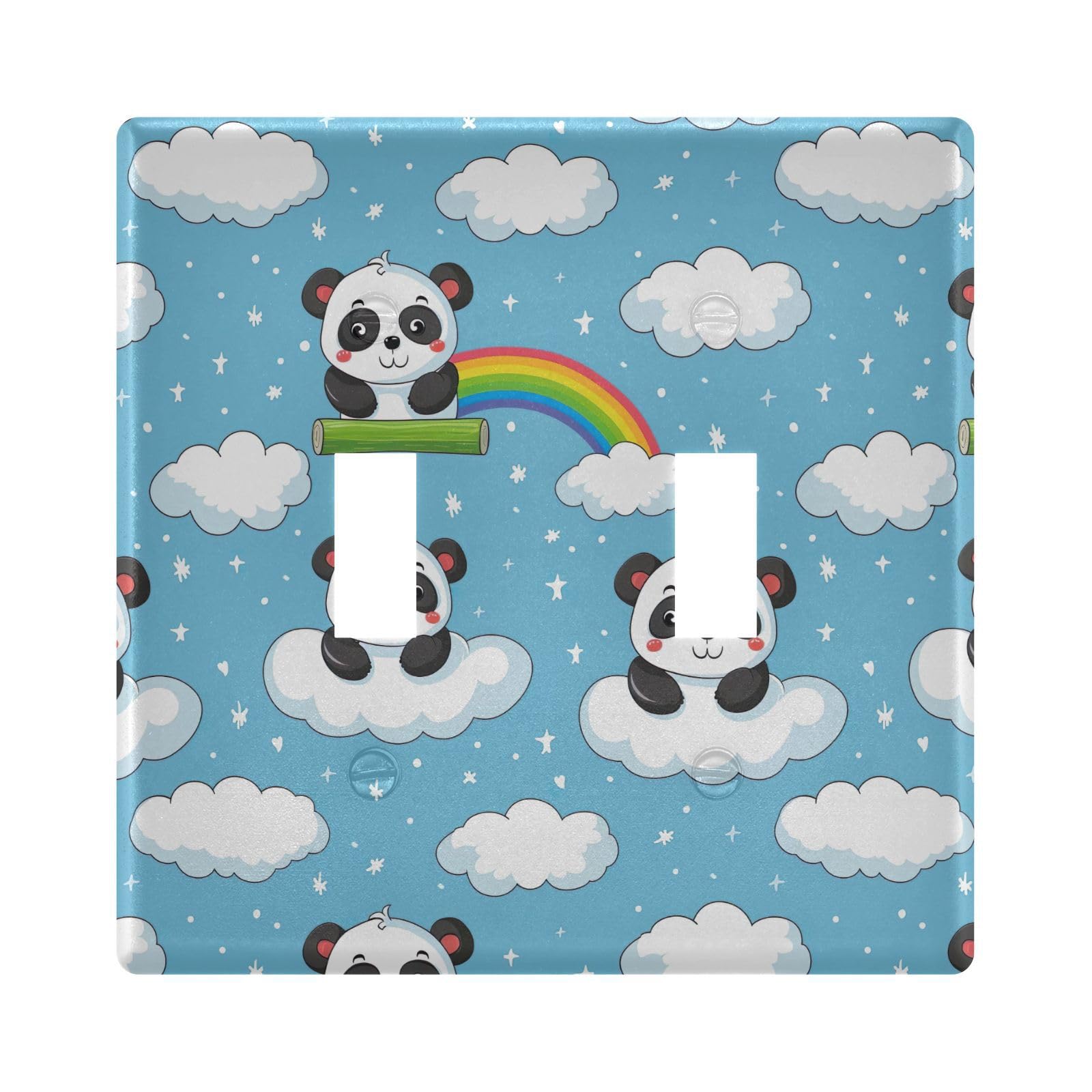 UMIRIKO Cute Panda Cloud Rainbow Blue Light Switch Cover Plate Covers Decorative Double Toggle Home Decor 202b5799