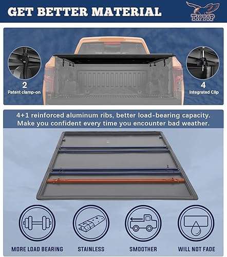 Miniatura 6 de Tiptop Cubierta tonneau suave de tres pliegues para caja de camioneta Ranger Fleetside 1983-2011 (no para Stepside) caja de 6 pies (72 pulgadas)