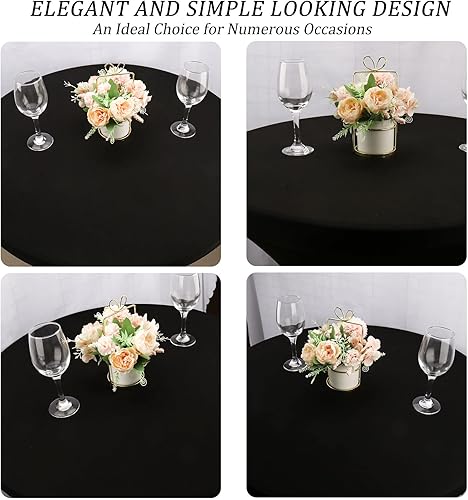 Miniatura 10 de Paquete de 4 manteles redondos de elastano de 6 pies de 72 pulgadas, color beige, elásticos, lavables y resistentes a las arrugas, mesa redonda