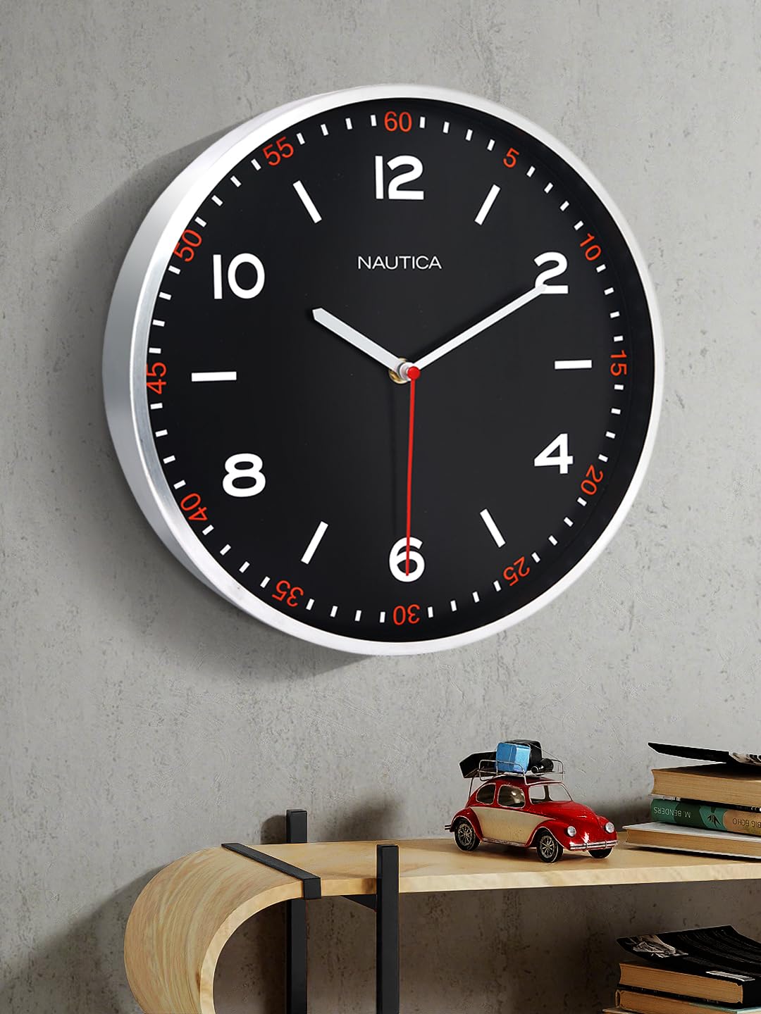 Nautica I 12 Inch | Stylish Analog Wall Clock for Living Room | 1Pc Analog Wall Clock | Fancy Analog Wall Clock L Metal Analog Wall Clock L Real Metal Classic Dial | Black-Silver (B0CPJJ27LQ) Amazon Price History, Amazon Price Tracker