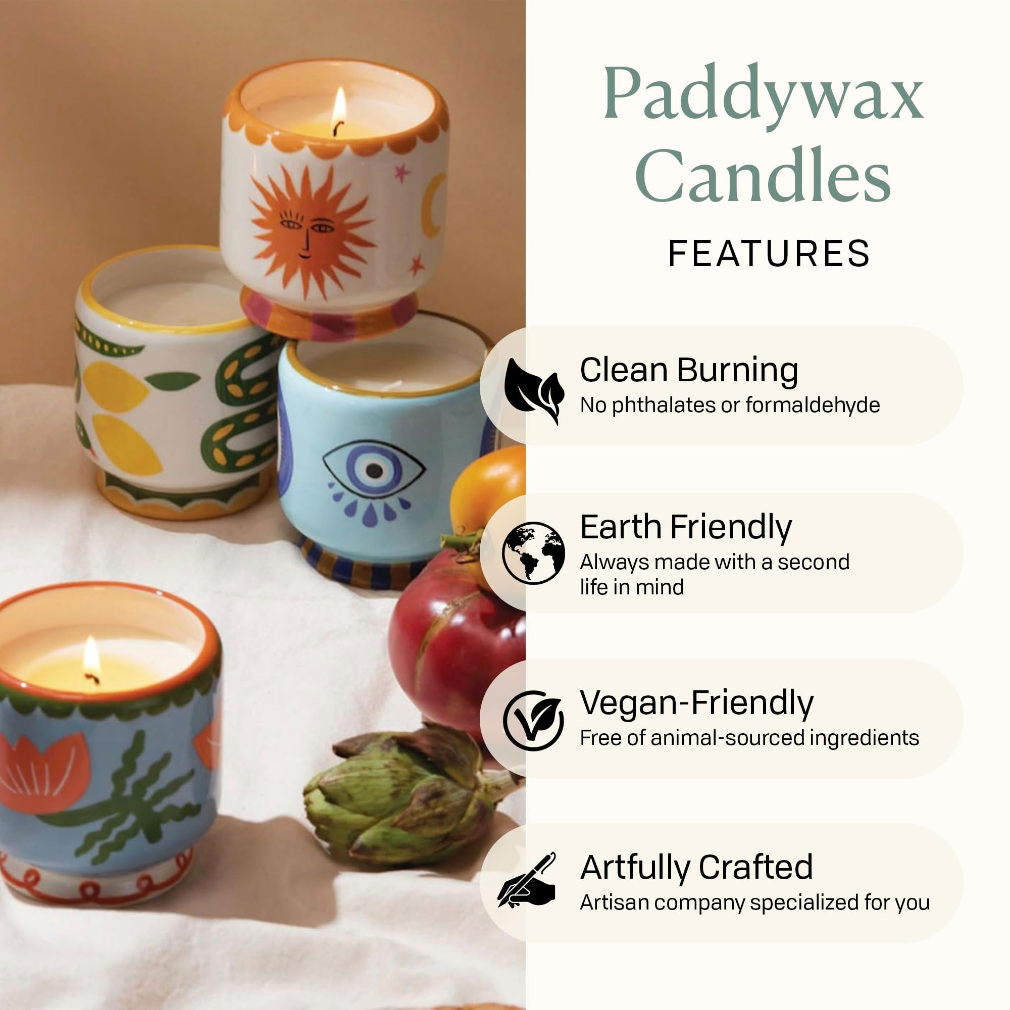 Amazon.com: Paddywax Scented Candles Dopo Hand-Painted Ceramic