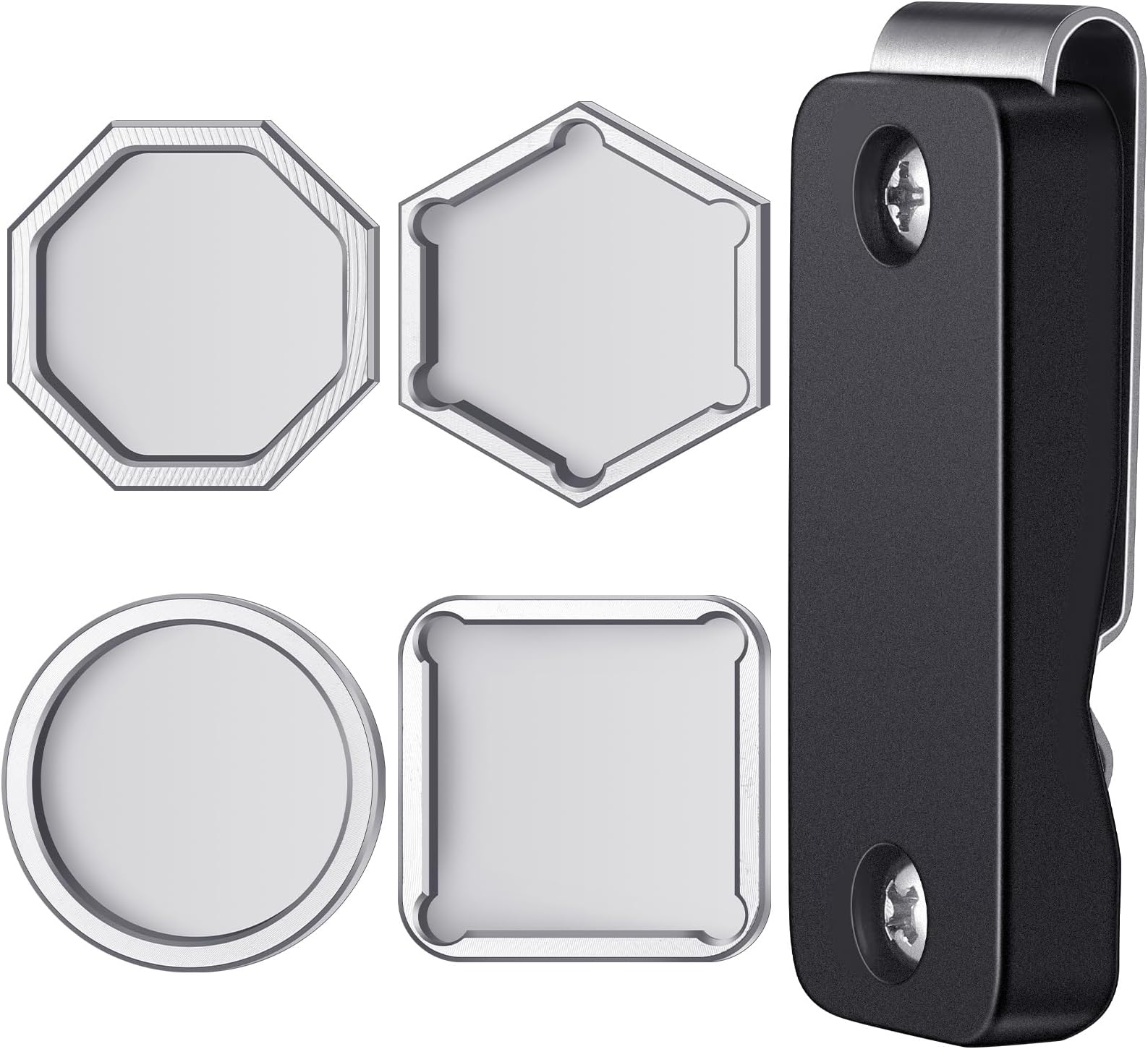 Hicarer Magnetic Pool Chalk Holder Billiards Magnetic Chalk Holder Belt Clip Circle Hexagon Octagon Square Billiard Chalk Holder Magnet Belt Clip with Metal Chalk Holders for Sport Game Home Hobby