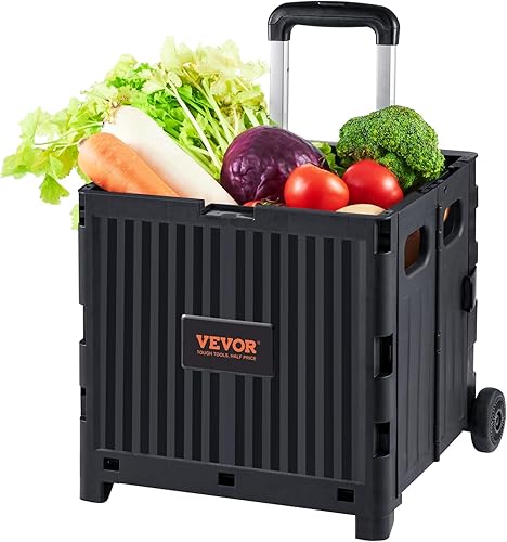Miniatura 9 de VEVOR Carrito utilitario plegable, capacidad de carga estática de 80 libras, carrito plegable portátil con asa telescópica duradera y resistente y 2