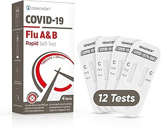 COVID-19 / Flu A+B, At-Home Respiratory Test Kit (12 Tests) | OTC Nasal Swab | Ages 2+ | Easy to Use Self-Test | Fast Results - 3 Kits, 4 Tests per Kit