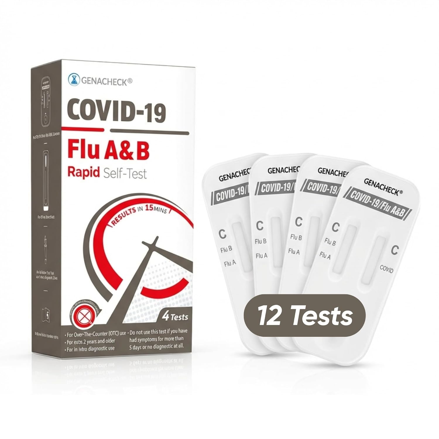 COVID-19 / Flu A+B, At-Home Respiratory Test Kit (216 Tests) | OTC Nasal Swab | Ages 2+ | Easy to Use Self-Test | Fast Results - 54 Kits, 4 Tests per Kit