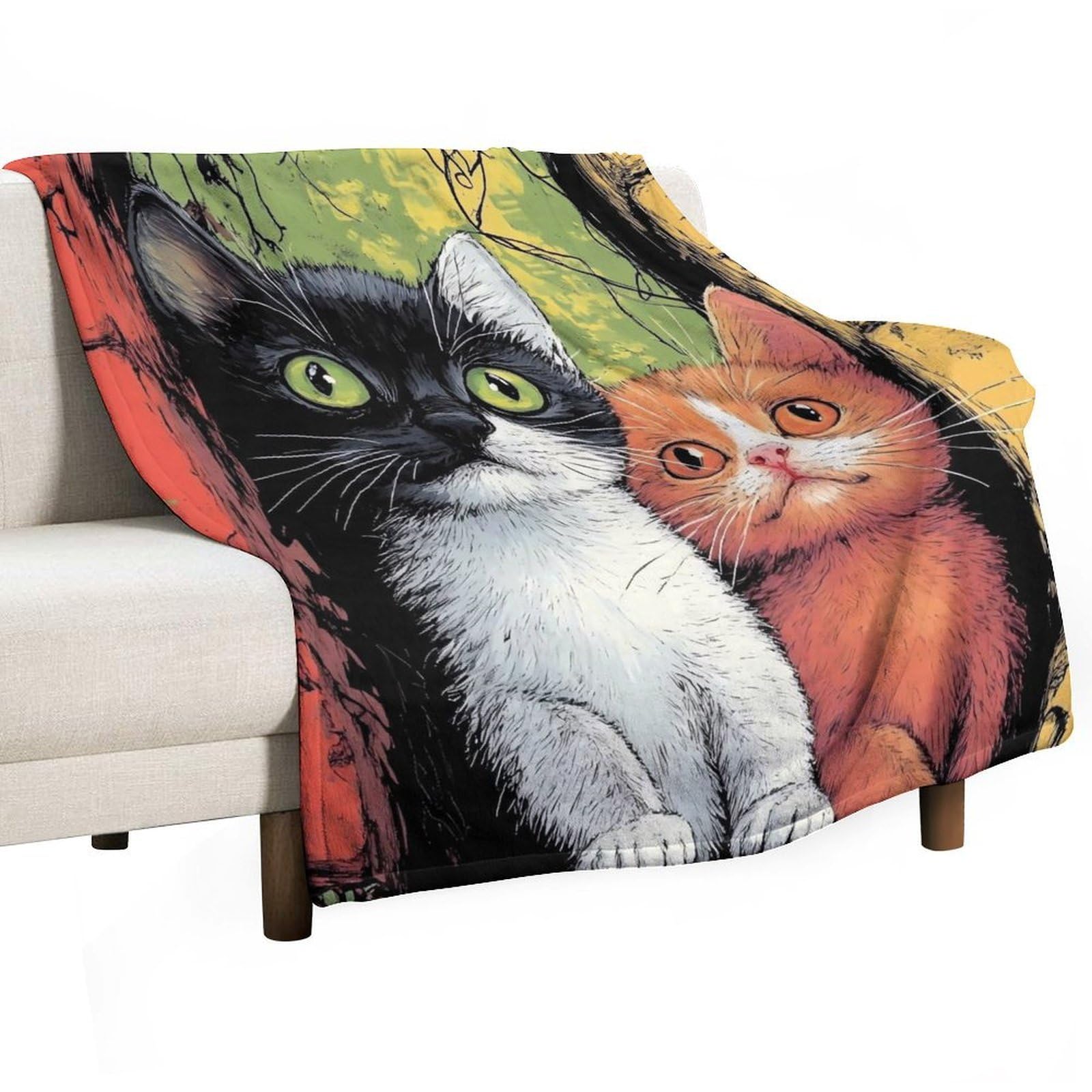 YHGSREUOH Funny Cat (4) Flannel Blankets Fleece Soft Throw Lightweight Plush Gifts for Couch, Bed, Cozy Sofa Plush, Chair, Lovers 130x150cm(50x60in)