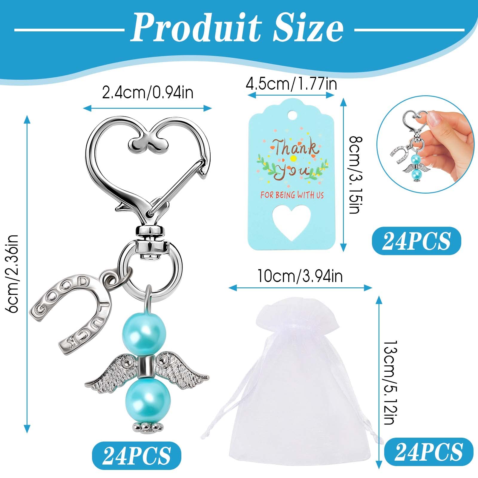 Kit 30 Ciondoli Portachiavi Matrimonio - Angeli E Apribottiglie Con Sacchetti Ed Etichette - Bomboniere Fai Da Te - 2