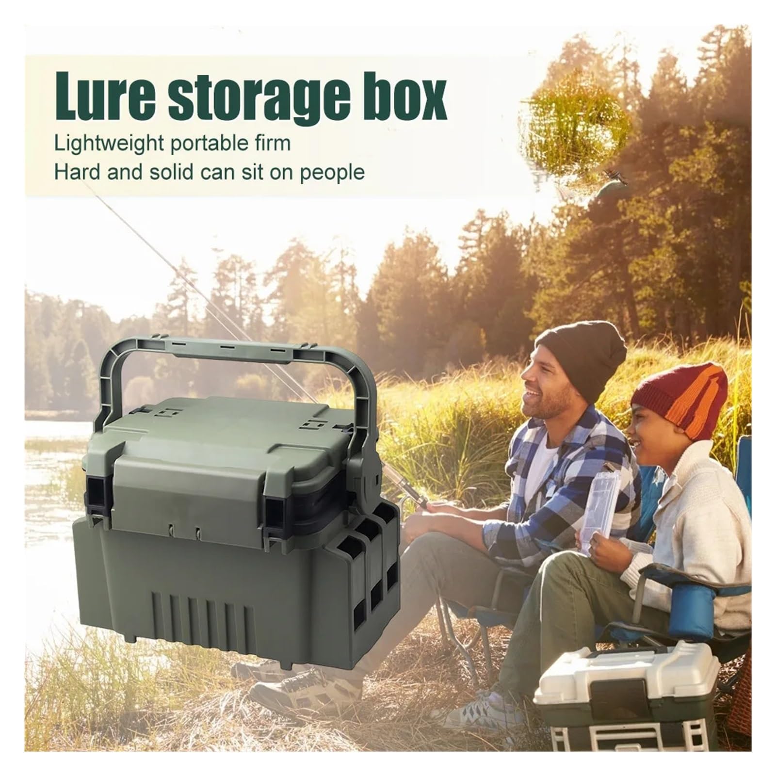 Scatola Porta Attrezzi da Pesca Multistrato, Organizer for Attrezzi da Pesca, Grande capacità, Leggera, con Fessura for Inserimento Canna da Pesca, Accessori da Pesca per ami, Esche